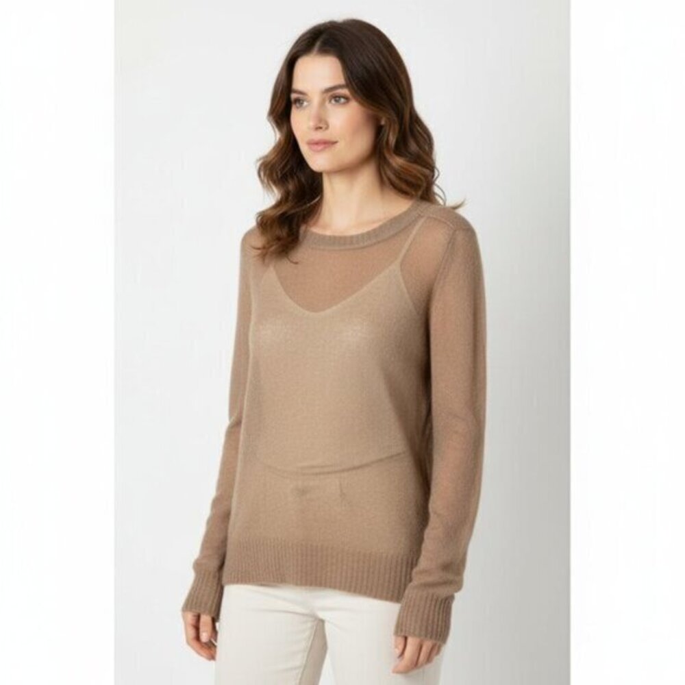 Hudson's Bay Moon Women's Sweater Mohair wool Knit Brown Lightweight Size Small